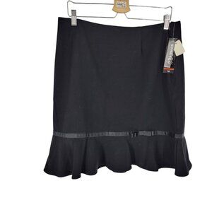 Black Ruffle Hem Skirt 16 Career Office Party Classic Cocktail Preppy Chic NWT